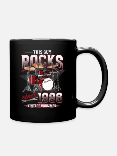 1986 Vintage Drum Drummer Anniversaire - Mug uni - noir