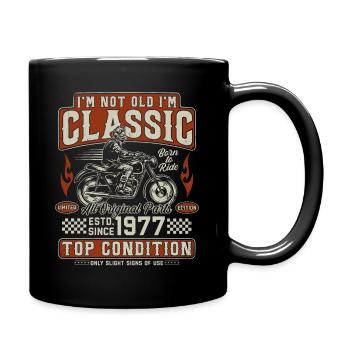 Klassiker 1977 Jahrgang Vintage Retro Motorrad - Tasse einfarbig - Schwarz - Rechts