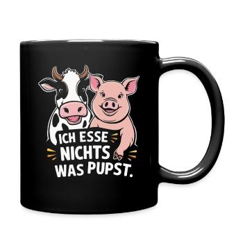Vegetarier Veganer Tierschutz Tierrecht Veggie - Tasse einfarbig - Schwarz - Rechts