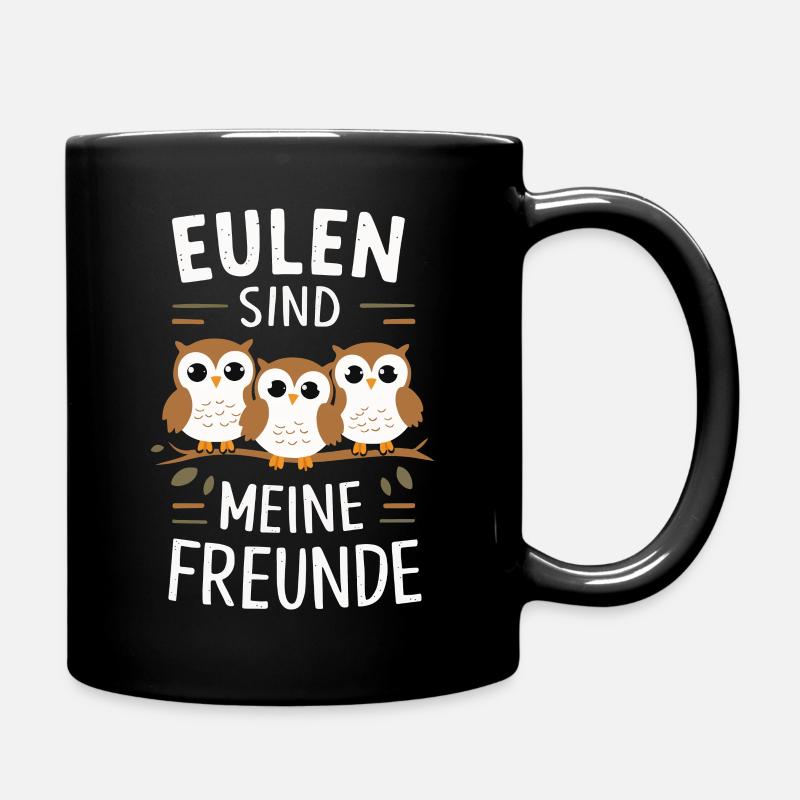Nachteule Eule Eulen Vogel - Tasse einfarbig - Schwarz