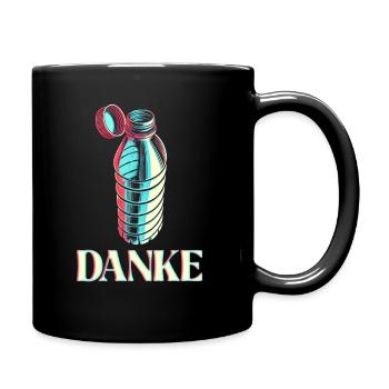 Flasche mit festen Deckel Danke - Tasse einfarbig - Schwarz - Rechts