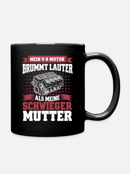 V8 Engine 8 Cylinder Displacement Car Tuning Tuner - Full Colour Mug - black