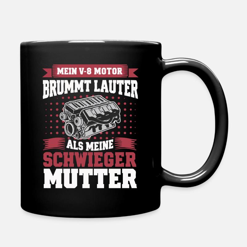 V8 Engine 8 Cylinder Displacement Car Tuning Tuner - Full Colour Mug - black