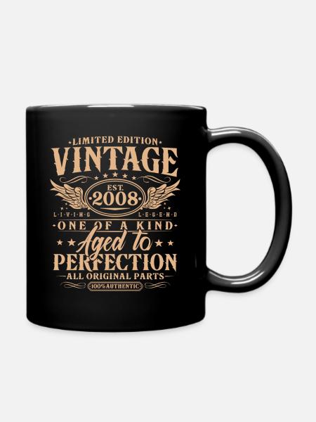 Vintage, 2008, Vintage, Anniversaire, Cadeau Rétro - Mug uni - noir
