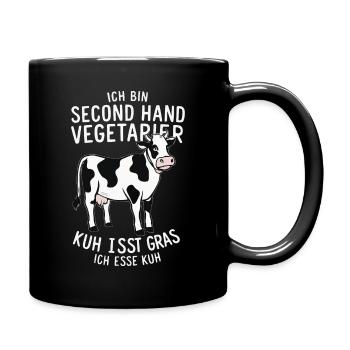 Vegetarier Veganer Tierschutz Tierrecht Veggie - Tasse einfarbig - Schwarz - Rechts