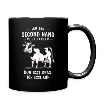 Vegetarier Veganer Tierschutz Tierrecht Veggie - Tasse einfarbig - Schwarz - Rechts