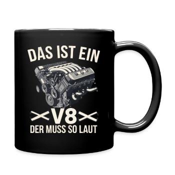 V8 Engine 8 Cylinder Displacement Car Tuning Tuner - Full Colour Mug - black - Right