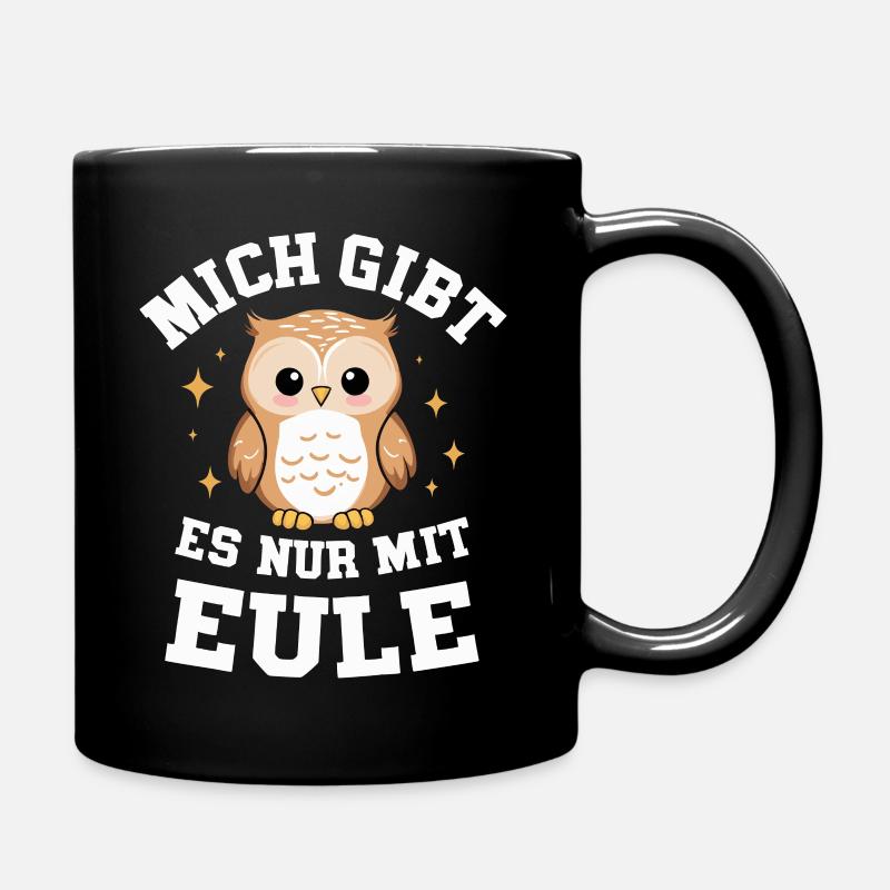 Nachteule Eule Eulen Vogel - Tasse einfarbig - Schwarz