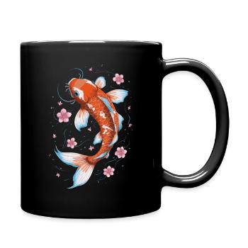 Koi Fisch Karpfen Japan China Fische - Tasse einfarbig - Schwarz - Rechts