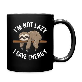 Faultier Faultiere Schlafen Faul - Tasse einfarbig - Schwarz - Rechts