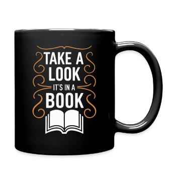 Bücher Buch lesen Bücherei Bibliothek Bücherwurm - Tasse einfarbig - Schwarz - Rechts