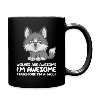 Wolf Wölfe Tier Jaulen - Tasse einfarbig - Schwarz - Rechts