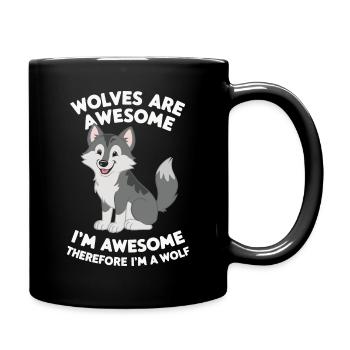 Wolf Wölfe Tier Jaulen - Tasse einfarbig - Schwarz - Rechts