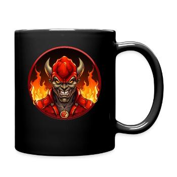 Feuerwehr Teufel - Tasse einfarbig - Schwarz - Rechts
