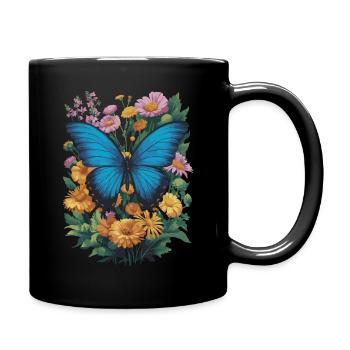Schmetterling Monarchfalter Bunt Schmetterlinge - Tasse einfarbig - Schwarz - Rechts