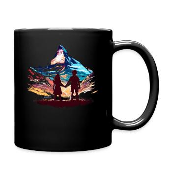 2 children in front of the Matterhorn mountain in Zermat, Switzerland - Full Colour Mug - black - Right