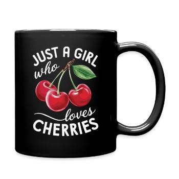 Kirsche Kirschen Früchte Essen - Tasse einfarbig - Schwarz - Rechts