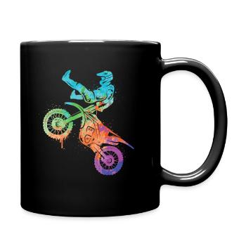 Dirt Biker Motorrad Mädchen Motocross Jungen - Tasse einfarbig - Schwarz - Rechts