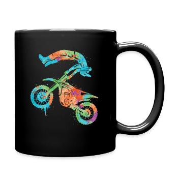 Dirt Biker Motorrad Motocross Jungen Mädchen - Tasse einfarbig - Schwarz - Rechts