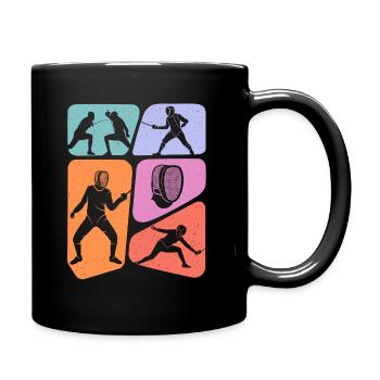 Fechter Fecht Fechtsport Schwerter Kinder Fechten - Tasse einfarbig - Schwarz - Rechts