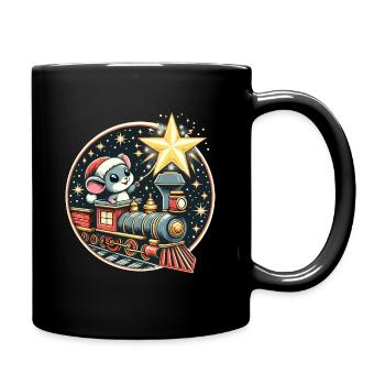 Weihnachten Modelleisenbahn Maus Stern Kinder Süß - Tasse einfarbig - Schwarz - Rechts