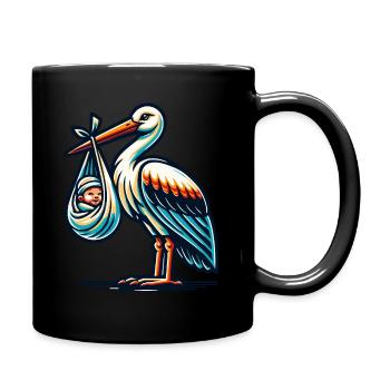 Mignonne cigogne avec bébé en écharpe - - Mug uni - noir - Droite