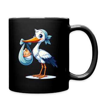 La cigogne apporte un bébé heureux - parfait - Mug uni - noir - Droite