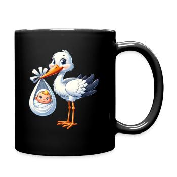 La cigogne accueille bébé avec joie - Mug uni - noir - Droite