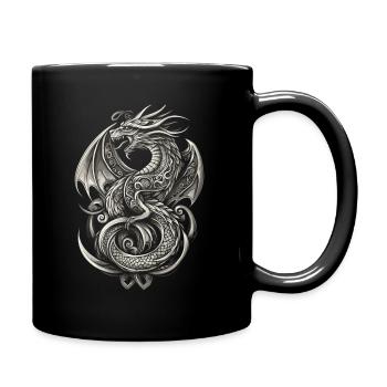 Viking Vikings Wikinger Drache Dragon Dragons - Full Colour Mug - black - Right
