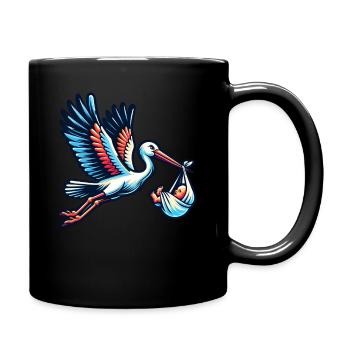 Cigogne portant bébé Artwork - Mug uni - noir - Droite