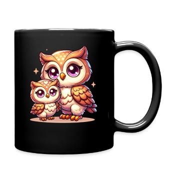 Illustration de la famille des hiboux mignons - Mug uni - noir - Droite