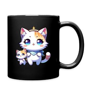 Süße Kawaii Katzen Mit Glitzernden Augen Und - Tasse einfarbig - Schwarz - Rechts