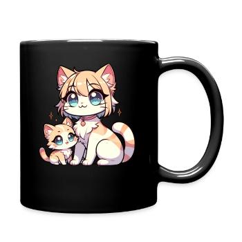 Cute cats with big blue eyes - Full Colour Mug - black - Right