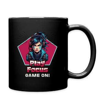 Zocker Frau Spiele fokusiert Gaming Girl - Tasse einfarbig - Schwarz - Rechts