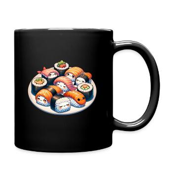Conception de dessin animé Sushi Kawaii mignon - Mug uni - noir - Droite