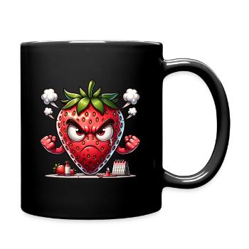 Fraise en colère dessin animé illustration - Mug uni - noir - Droite