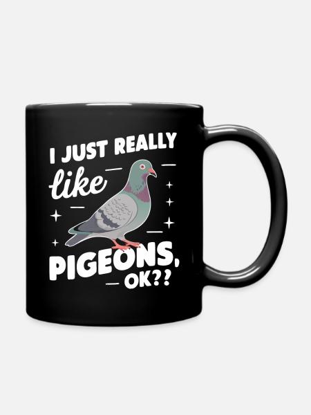 Taube Tauben Tier Vogel - Tasse einfarbig - Schwarz