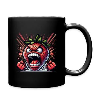 Angry Strawberry Cartoon Comic - Full Colour Mug - black - Right