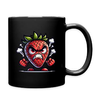 Wütende Erdbeere Mit Dampf - Tasse einfarbig - Schwarz - Rechts
