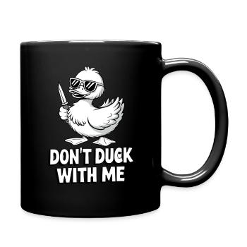 Naughty duck with knife and sunglasses - Full Colour Mug - black - Right