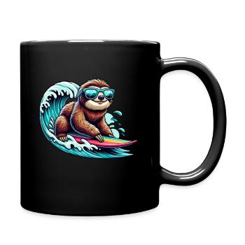 Surfeur paresseux avec lunettes de soleil sur vague - Mug uni - noir - Droite