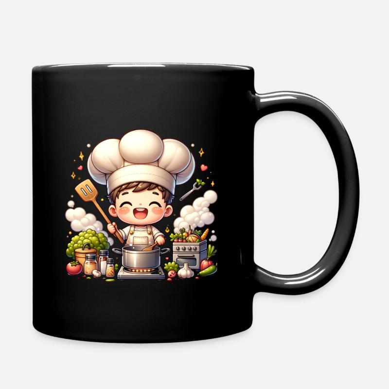 Fröhlicher Koch in der Küche - Tasse einfarbig - Schwarz