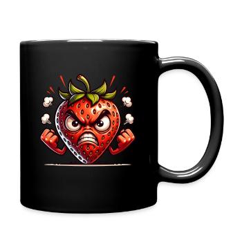Wütende Erdbeere mit Comic-Stil - Tasse einfarbig - Schwarz - Rechts