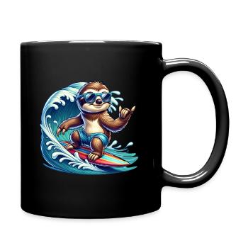 Casual Sloth Surfing Waves Adventure - Full Colour Mug - black - Right