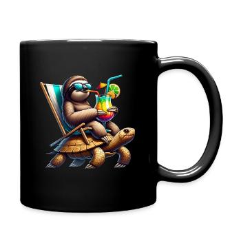 Entspannter Faultier-Turtle Cocktail - Tasse einfarbig - Schwarz - Rechts
