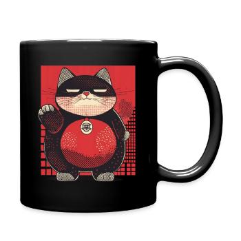 Maneki Moderne Glückskatze - Tasse einfarbig - Schwarz - Rechts