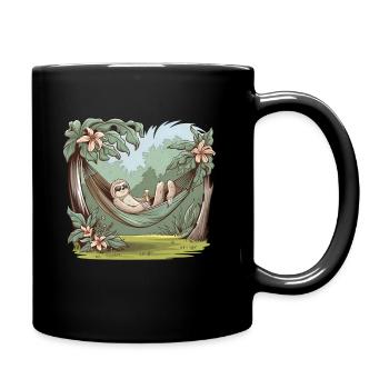 Relaxed sloth enjoyment in tropical paradise - Full Colour Mug - black - Right