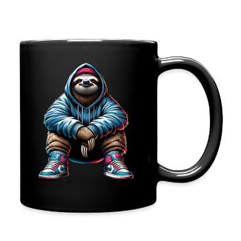 Casual Sloth in Hoodie Streetwear - Full Colour Mug - black - Right