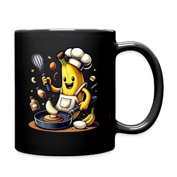 Lustige Kochbanane Mit Pfanne Und Schneebesen - Tasse einfarbig - Schwarz - Rechts