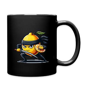 Zitronen-Ninja Kämpfer Cartoon Motiv - Tasse einfarbig - Schwarz - Rechts